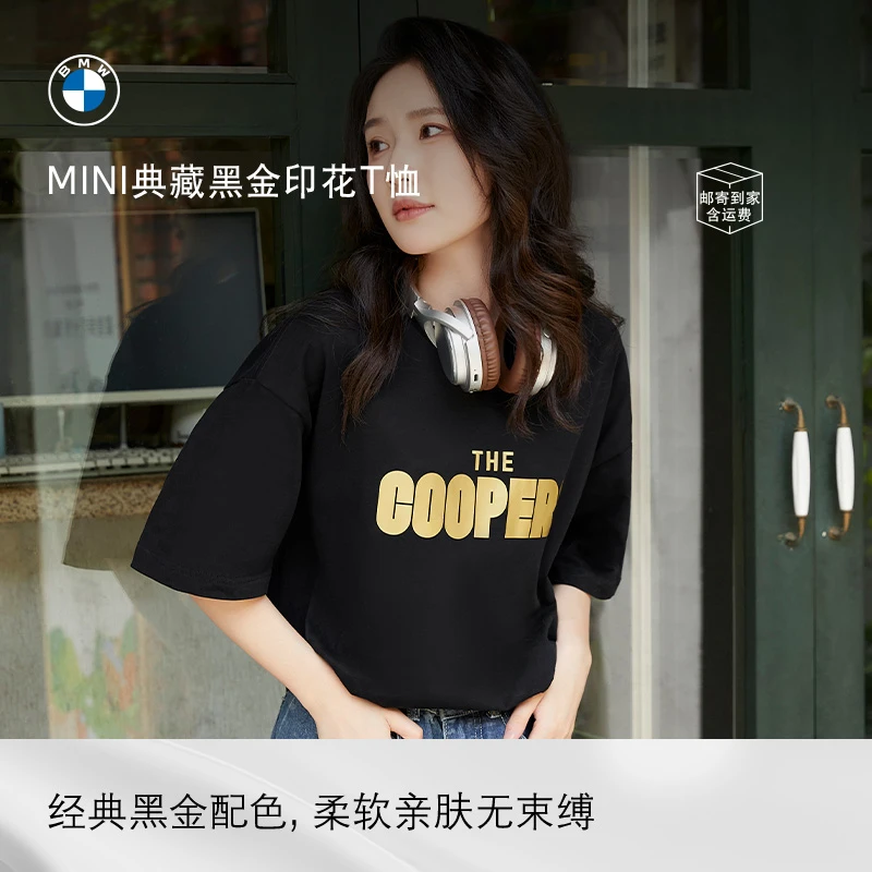 【2件88折】MINI THE COOPERS典藏黑金印花T恤短袖美式潮流t恤新款