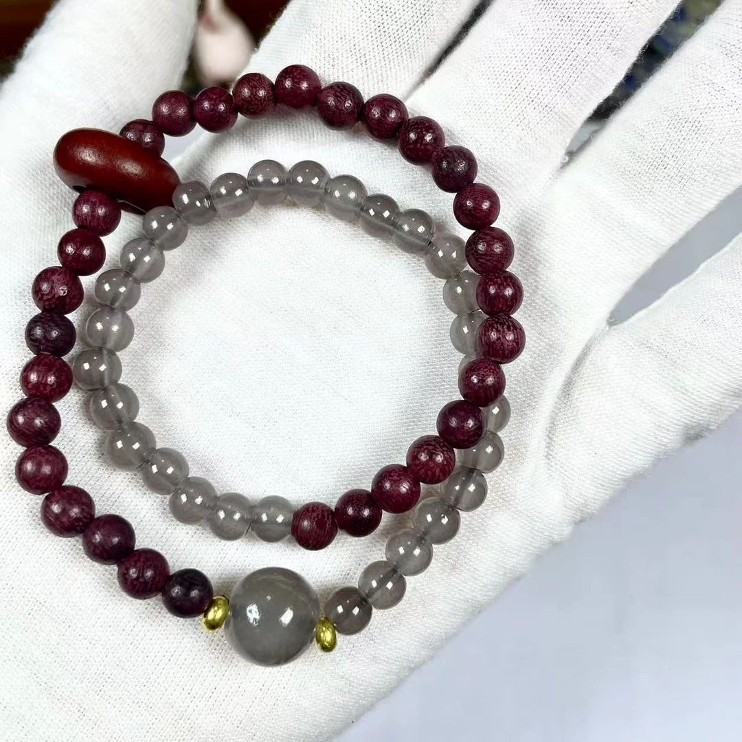 【香卜卜】紫罗兰烟灰玛瑙跑环双圈创意手串A-17（多发性其一）