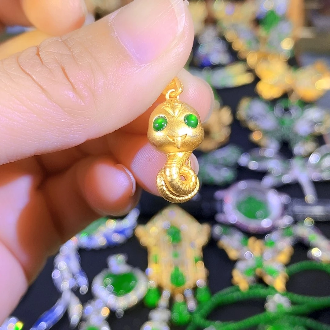 吊坠(不含链)银S925镶嵌翡翠