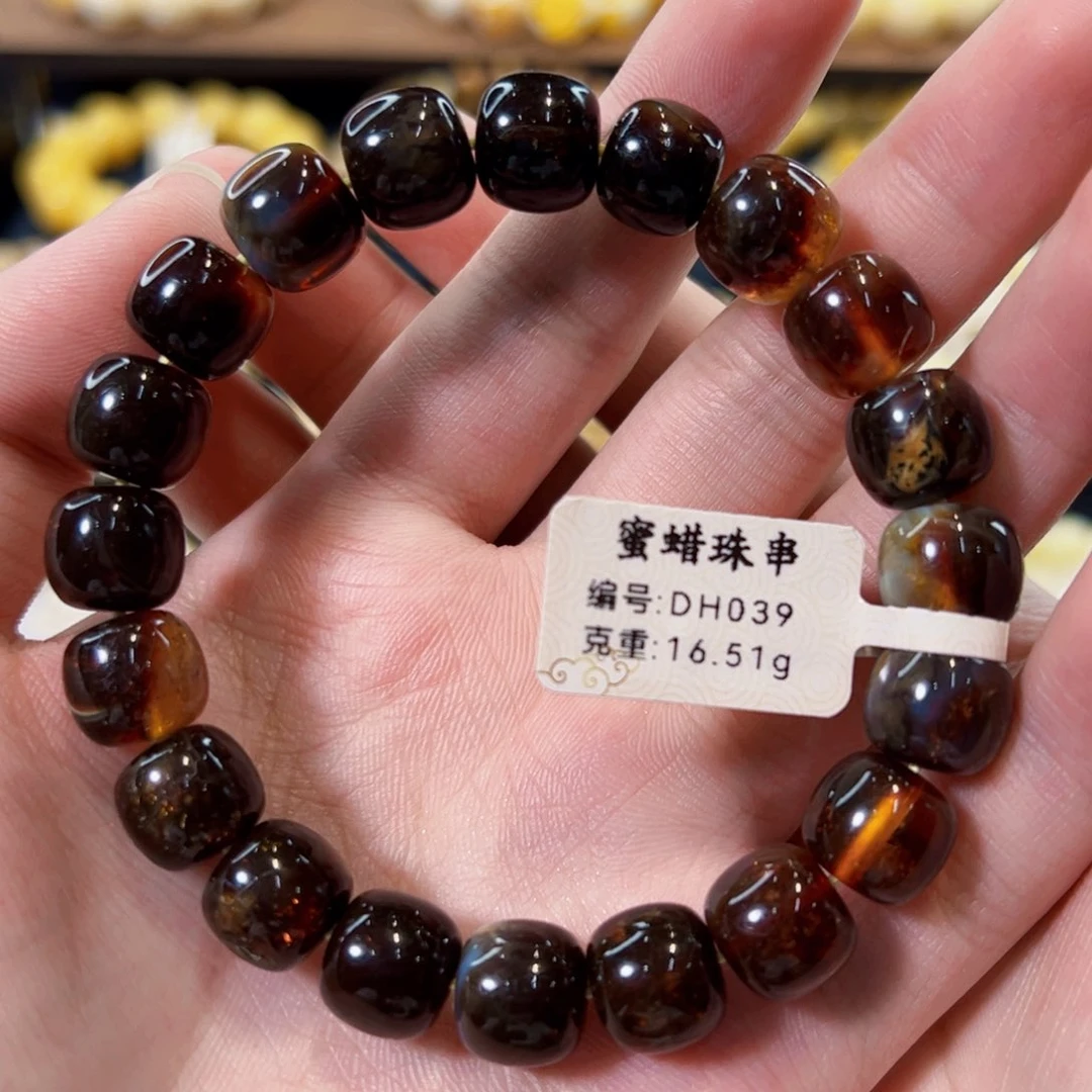 裸石琥珀未镶嵌11mm同料血沁红老型手串