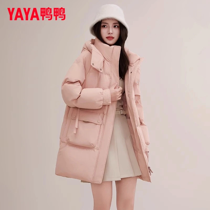 YAYA/鸭鸭羽绒服女中长款冬时尚休闲百搭气质保暖外套YE4B604265L