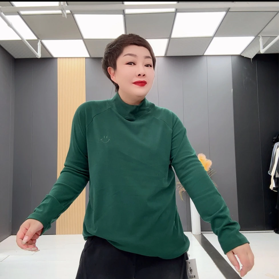 秋冬季新款女士保暖网红休闲运动长袖针织时尚百搭显瘦中领-8071