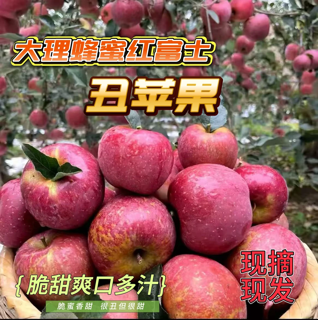 云南大理高原丑苹果蜂蜜红富士当季现摘现发脆甜爽口多汁新鲜水果
