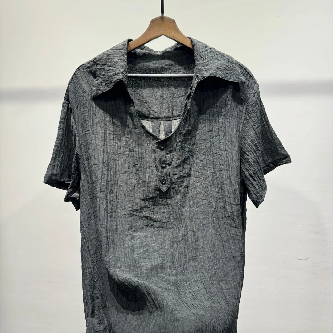 潮牌轻薄透气设计感简约短袖体恤夏季男士宽松百搭休闲POLO衫上衣