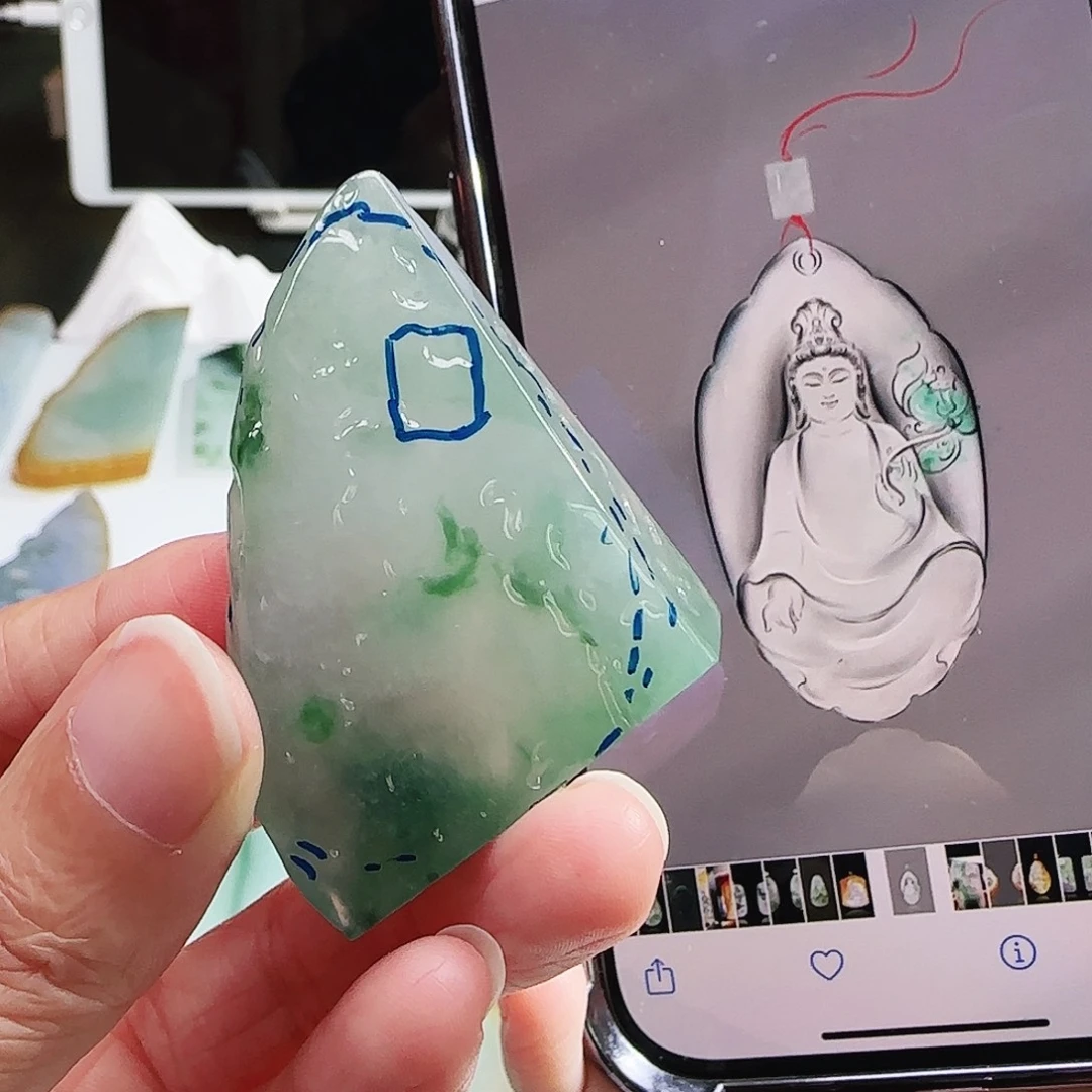 定制翡翠未镶嵌缅甸翡翠挂件