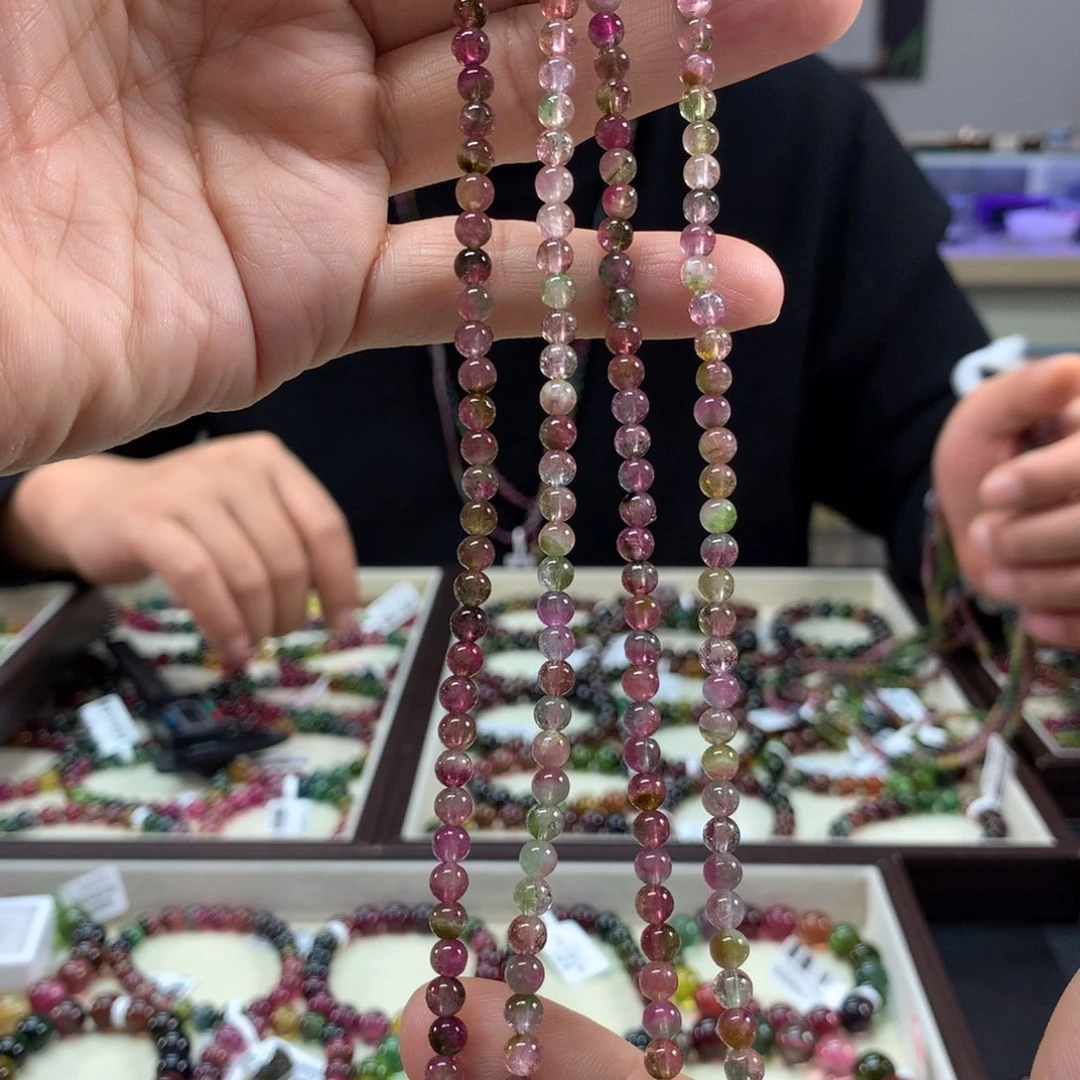 碧玺手链未镶嵌多样性发其一条4:6毫米左右