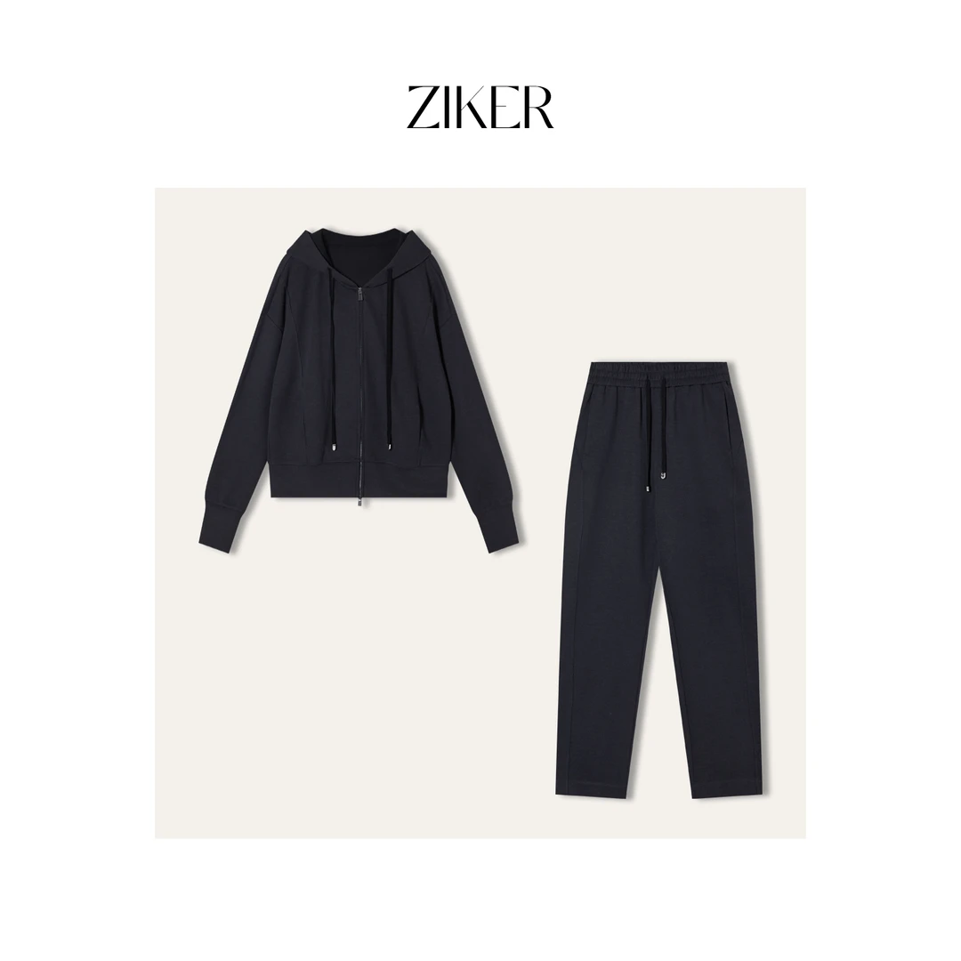 ZIKER丨LP连帽拉链短款加绒开衫卫衣外套秋季