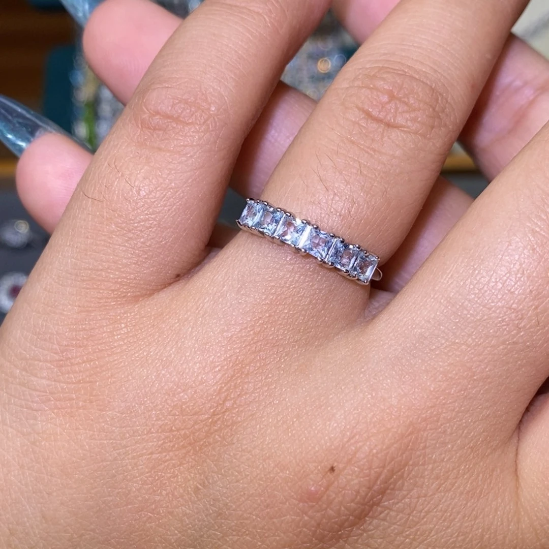 海蓝宝石戒指银S925镶嵌