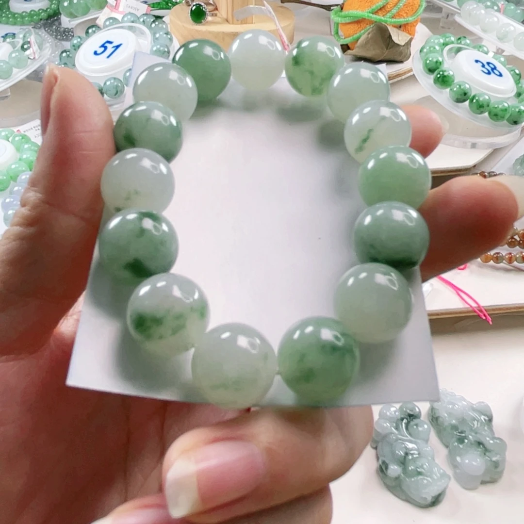 如***你翡翠未镶嵌手链手串14+