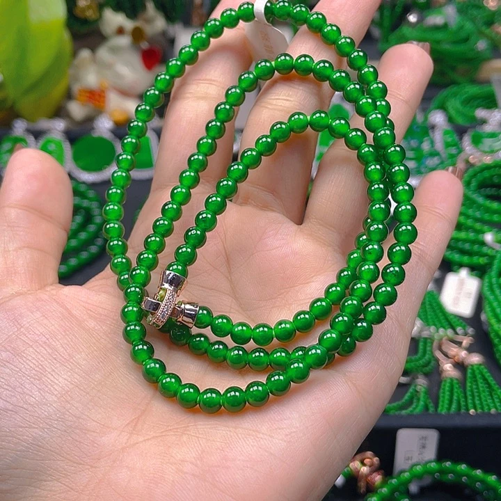 翡翠未镶嵌颈饰贵气项链5