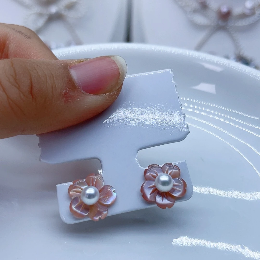 银S925镶嵌耳饰淡水珍珠