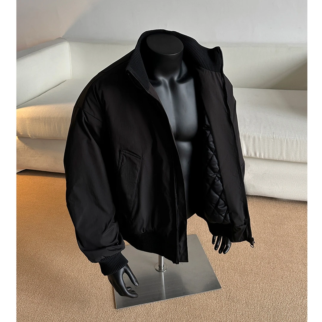 美式街头廓形蝙蝠袖飞行员冬季痞帅休闲百搭外套棉服男士宽松立领