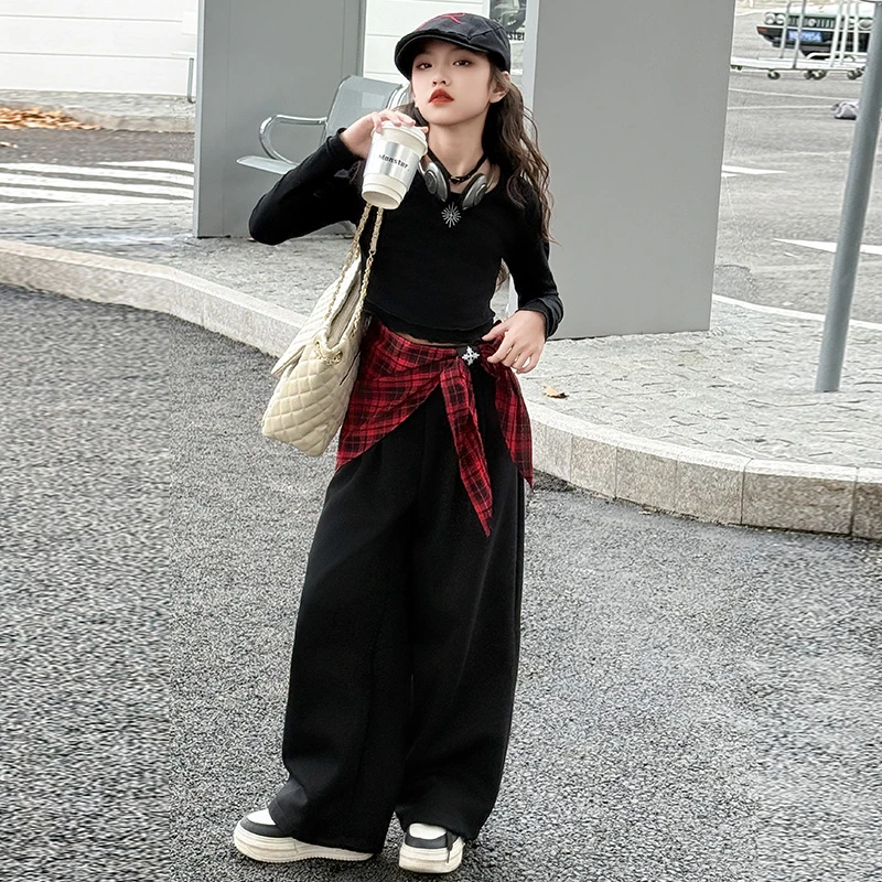 女童街舞裤子儿童春秋2025新款长袖中大童时尚宽松甜酷风阔腿裤潮