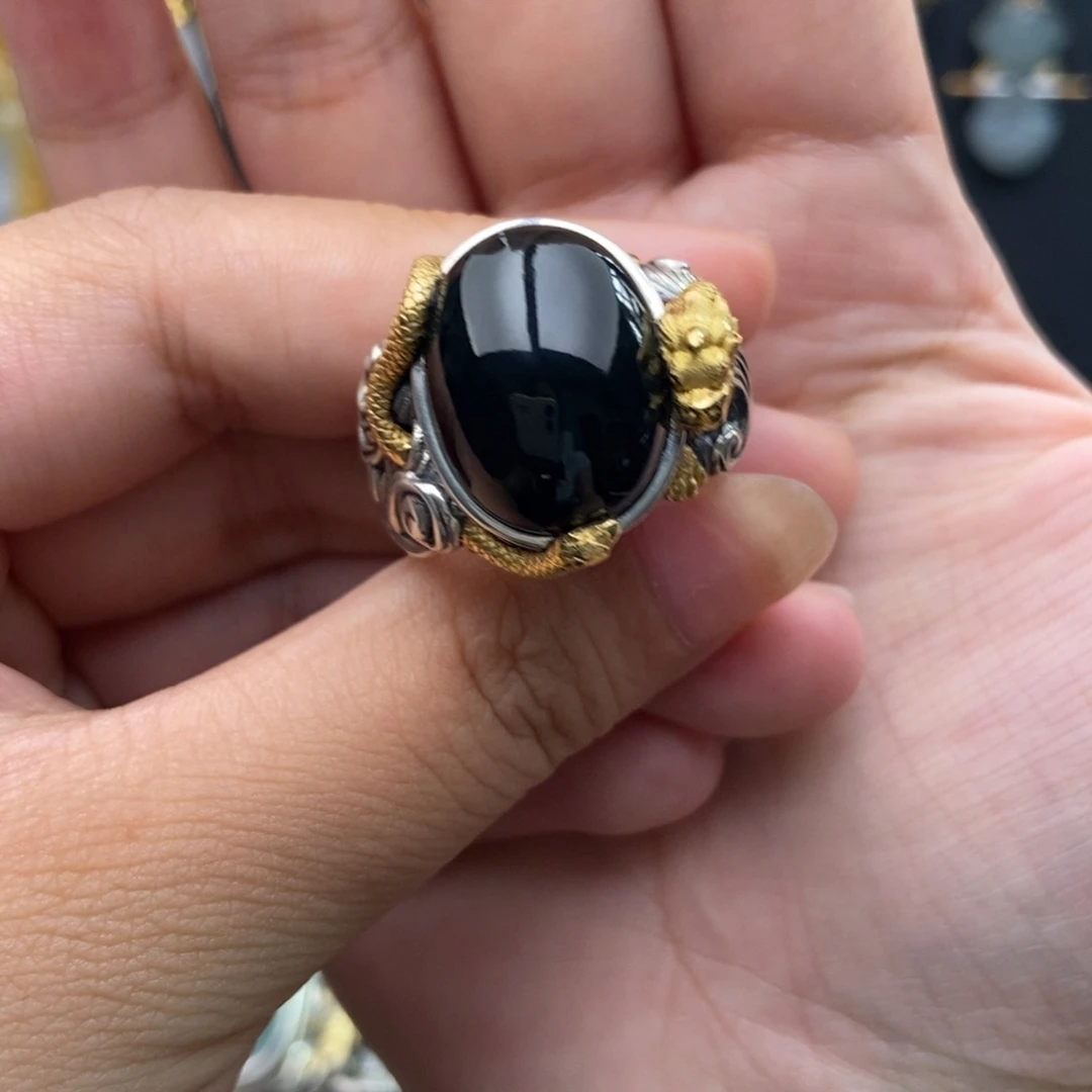 银S925镶嵌戒指和田玉和田玉饰品