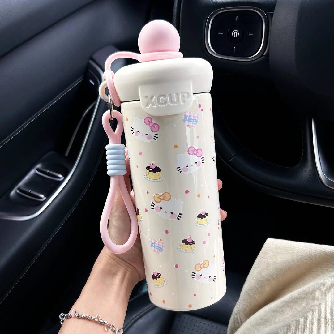 卡通保温杯2025新款女生高颜值吸管杯子儿童便携随行水杯生日礼物