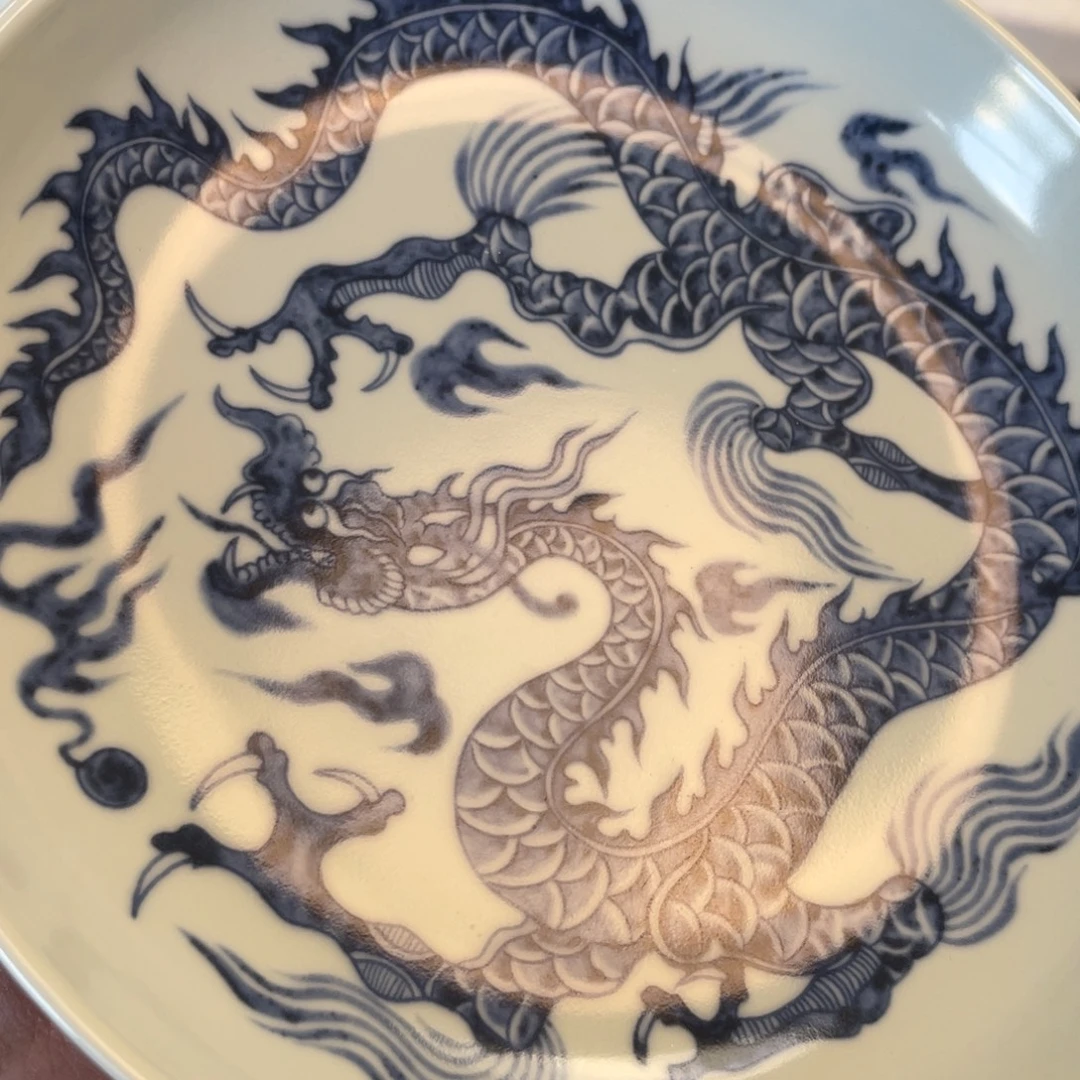 瓷片景德镇青花铠甲龙大壶承