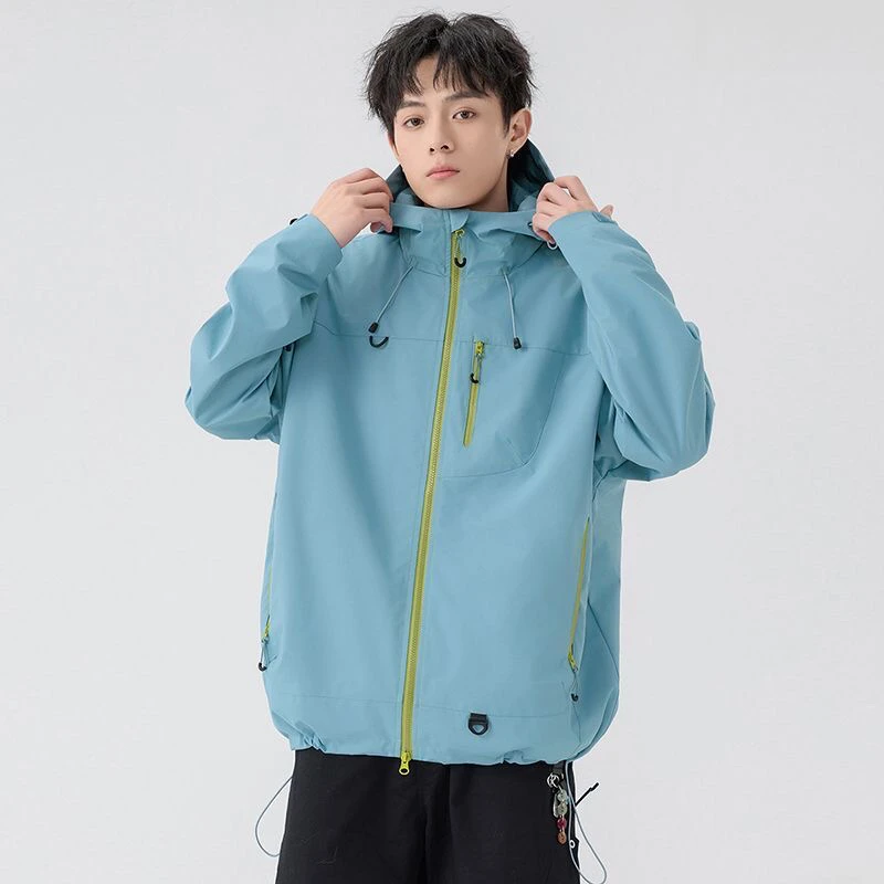 春秋季多巴胺冲锋衣外套男女爆款三防防水连帽夹克休闲男生登山服