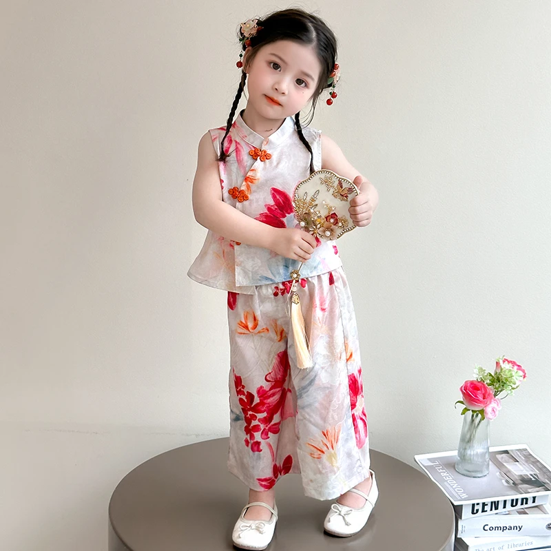 女童夏季新中式旗袍套装2025新款洋气小女孩夏款儿童国风两件套