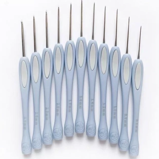 沪牌钩针新款塑料柄钩针防滑钩针不锈钢手工diy制作毛线编织工具