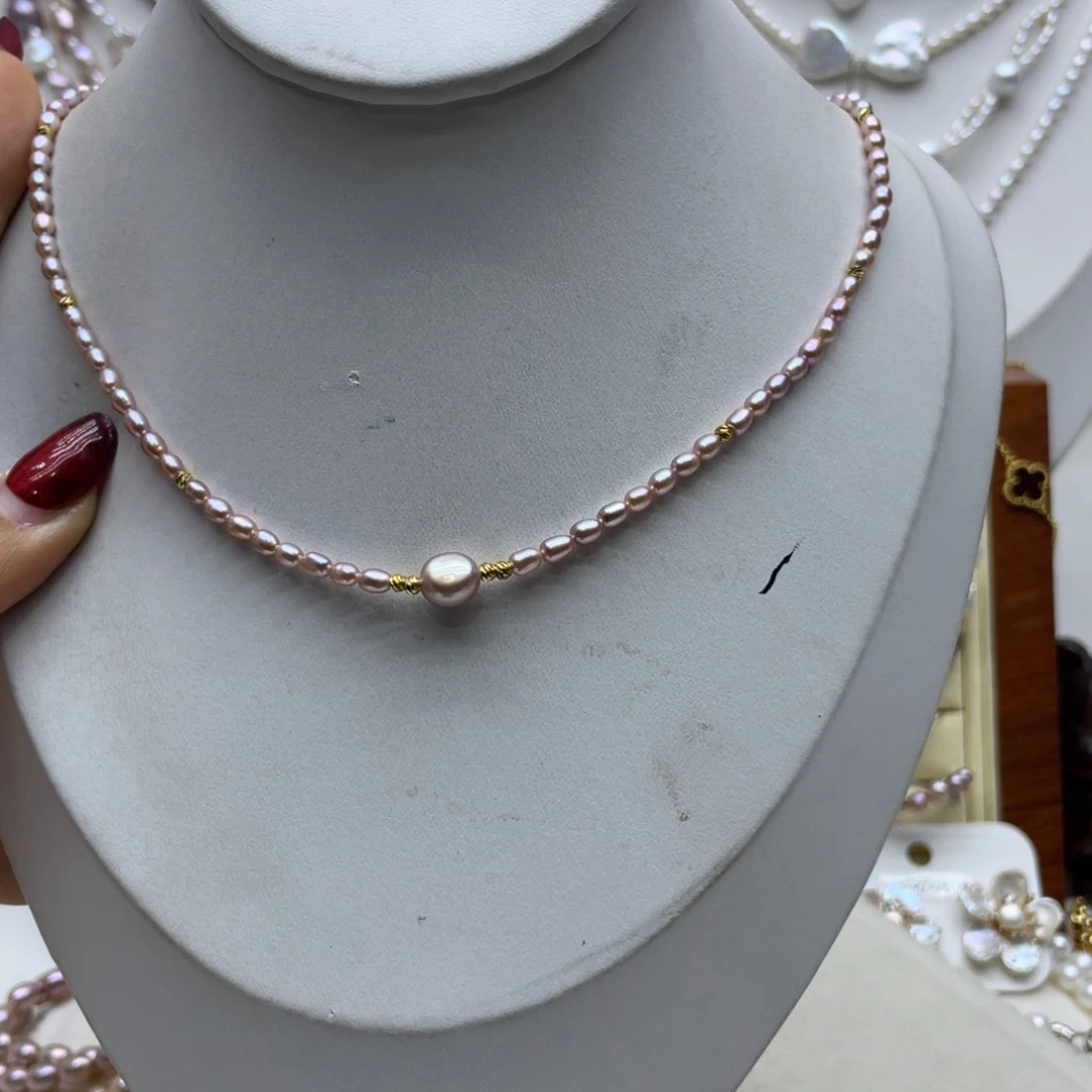 淡水珍珠银S925镶嵌颈饰