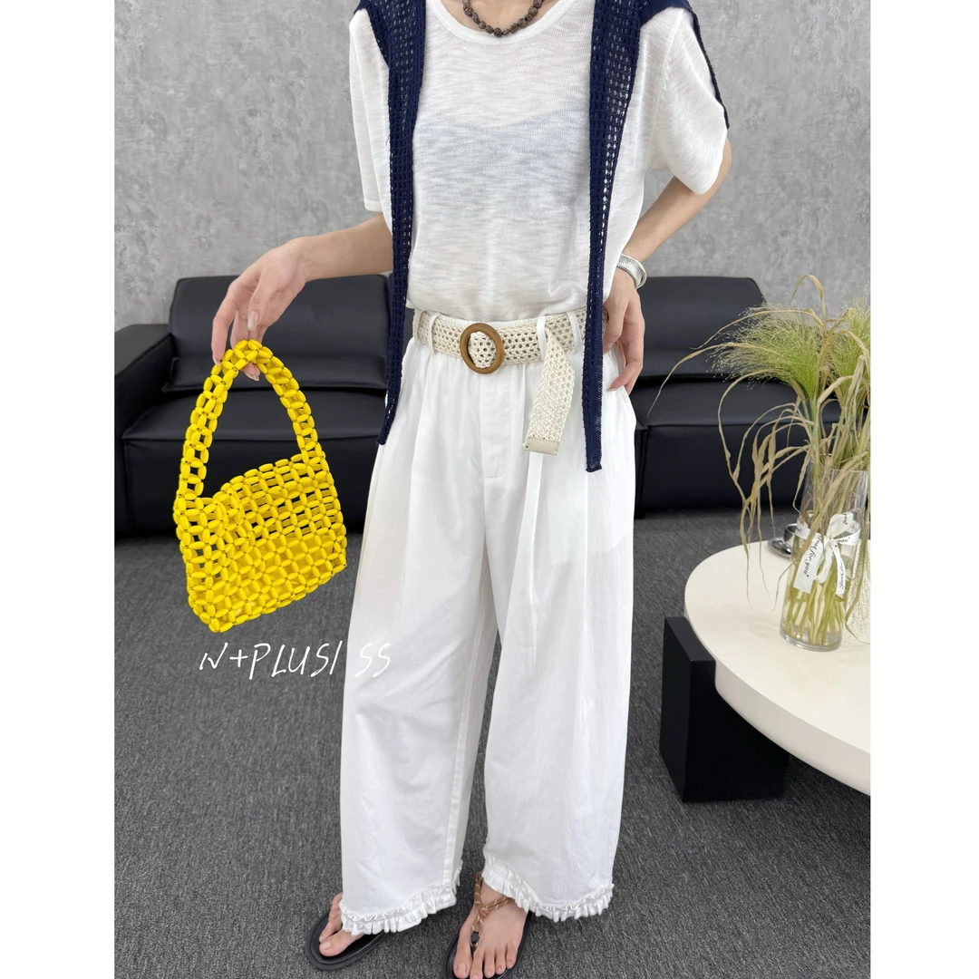 33133#N加#肌理感~宽松好穿舒适裤脚花边设计宽松裤（福利）