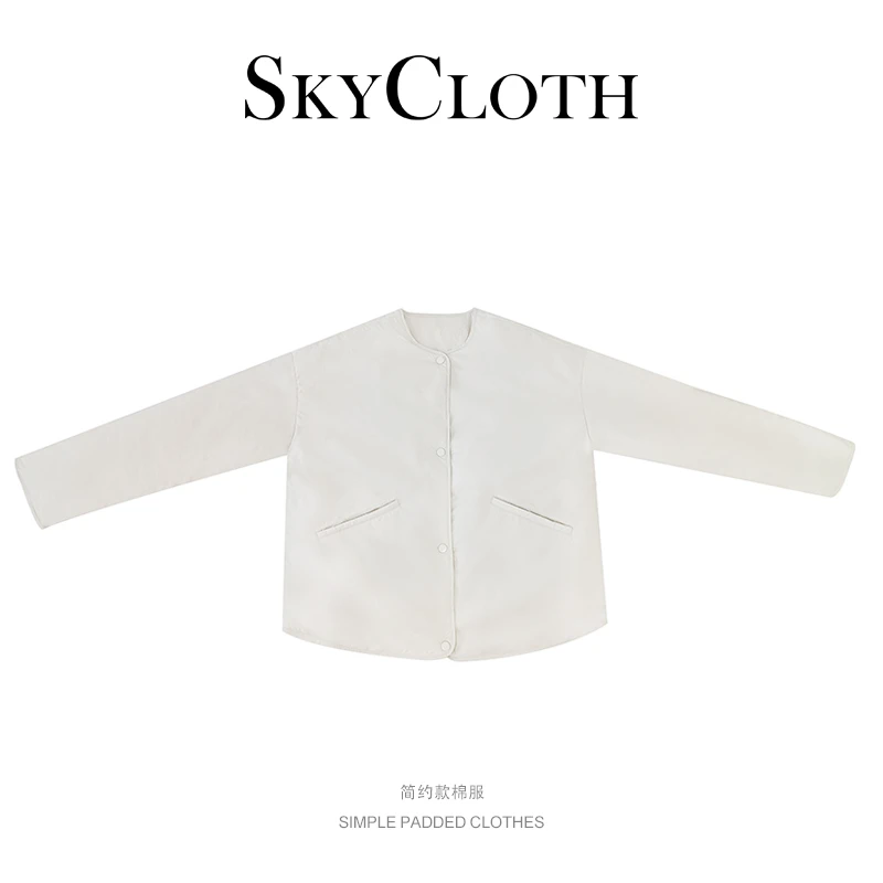 SkyCloth 春季新款云感抗寒雪丽棉圆领百搭简约韩版抽绳F24D1111