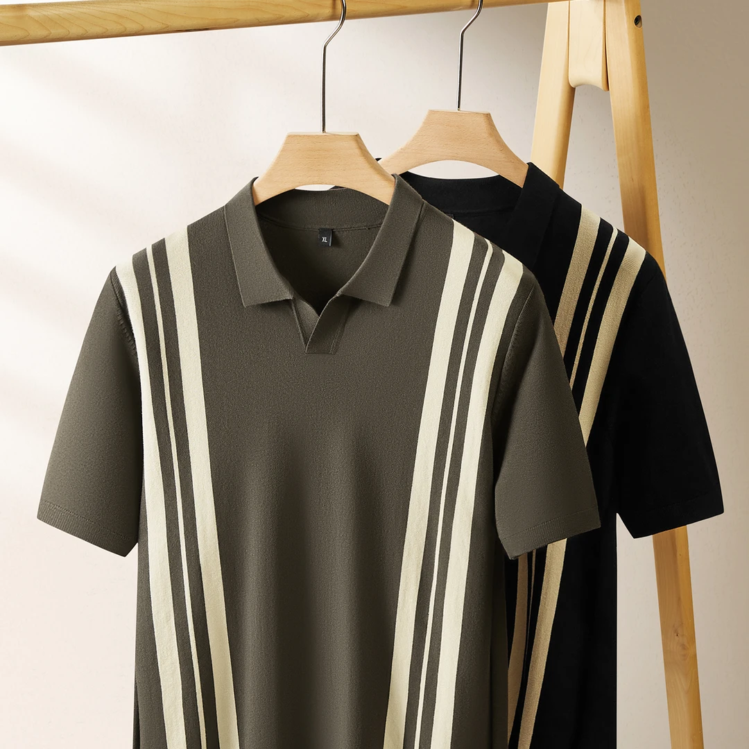 胖子大码男秋季短袖针织衫加肥加大宽松弹力翻领POLO毛衫肥佬毛衣