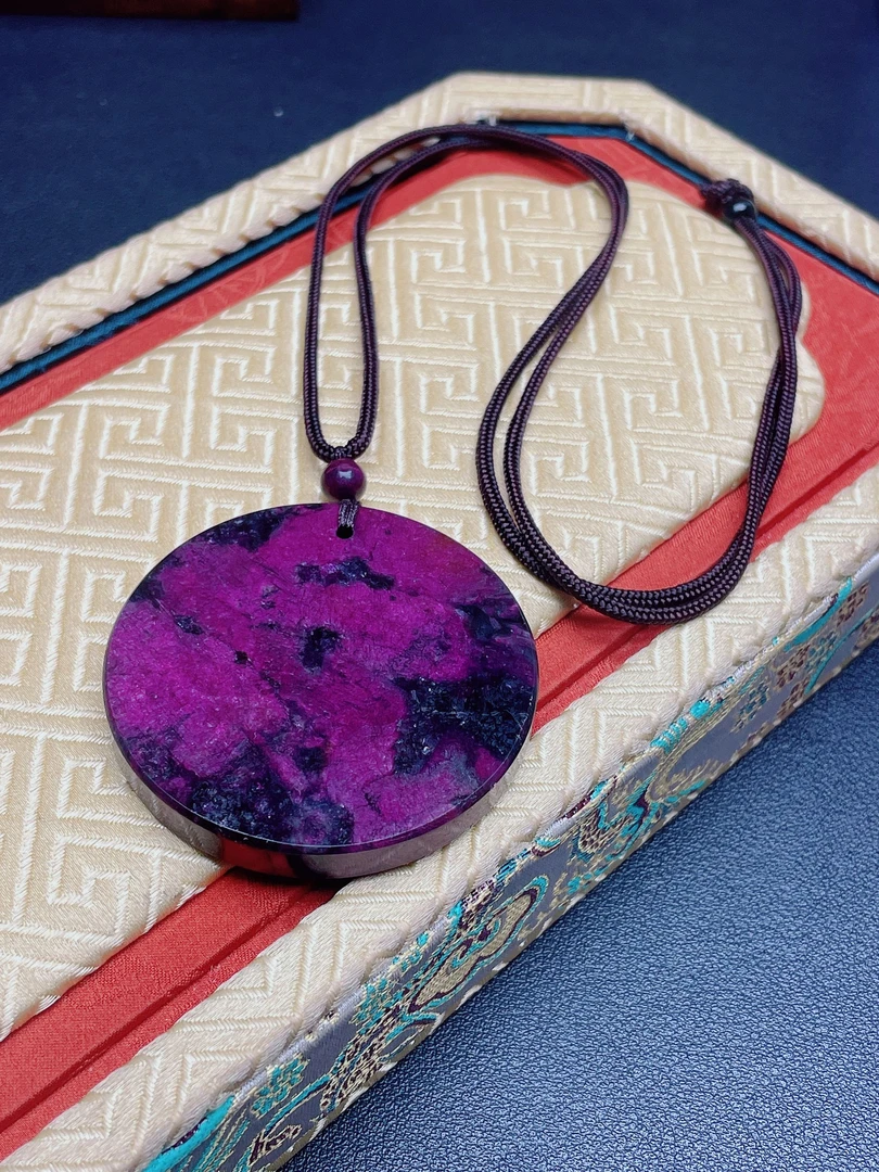 紫色圆牌DIY项链Q1079