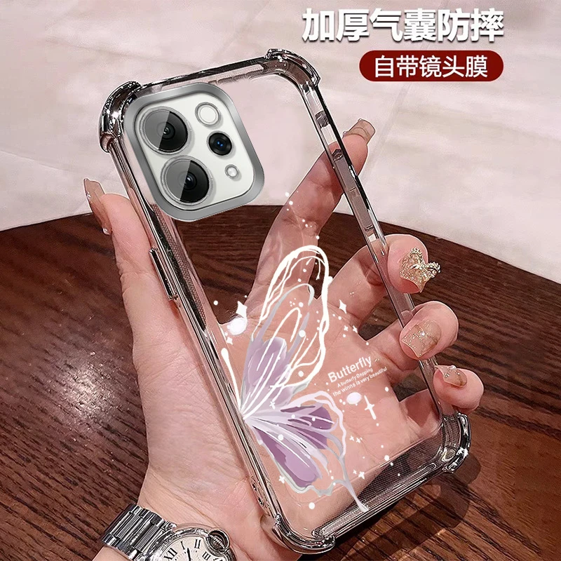 轻奢蝴蝶适用vivos50手机壳四角防摔软壳Promini全包带镜头膜小众