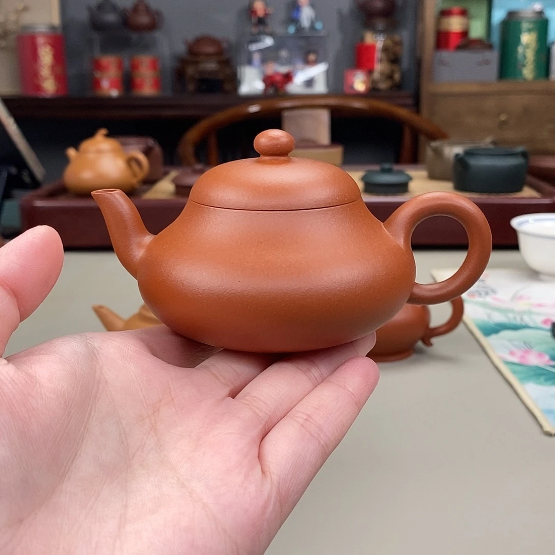 紫砂茶壶赵庄生砂朱泥半手君德140cc