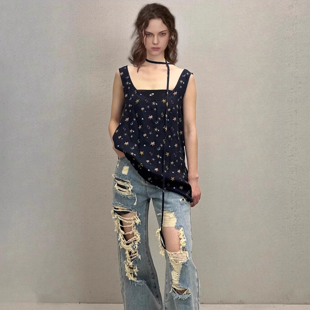 【茉舍】SENSEAWEEK 春夏新款手绘海星印花背心 SA1008-698