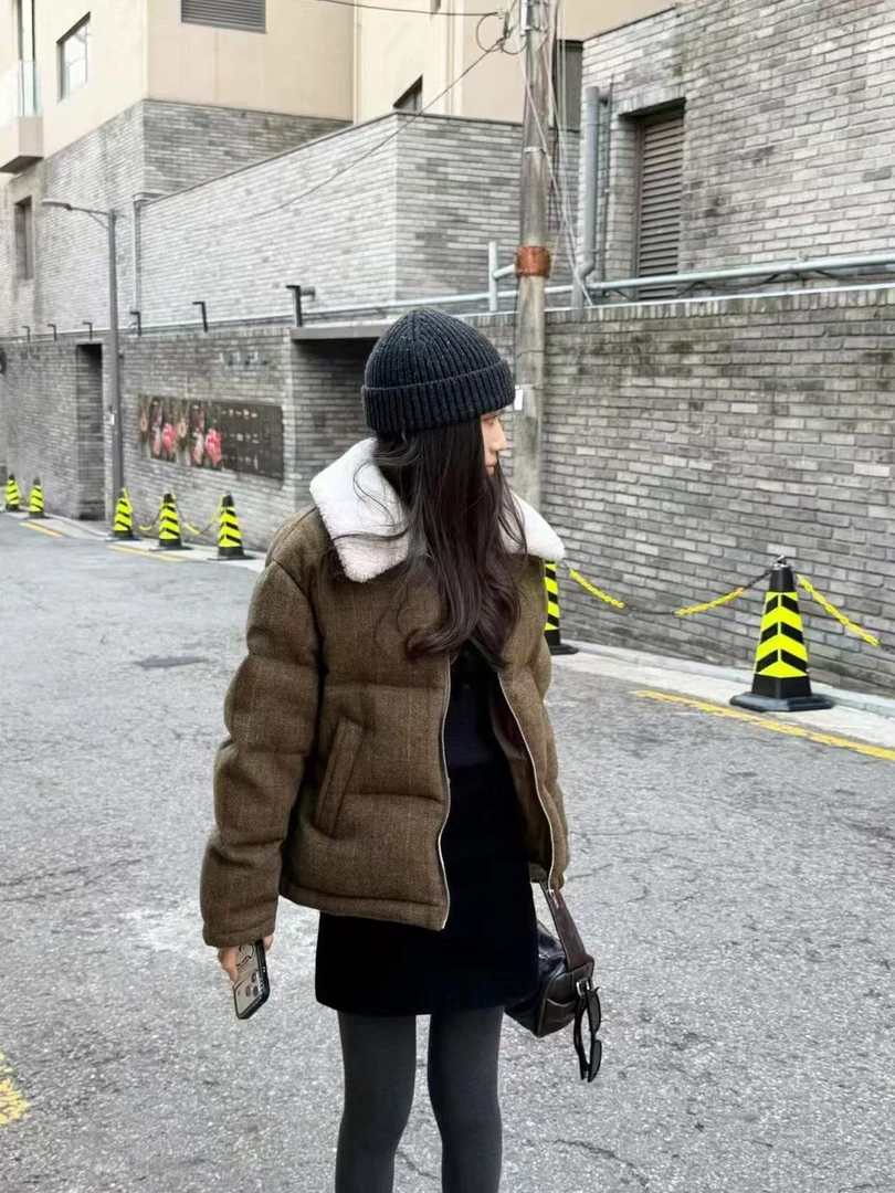 翻领羽绒服女2025冬季新款加厚鹅绒短款羽绒服外套女
