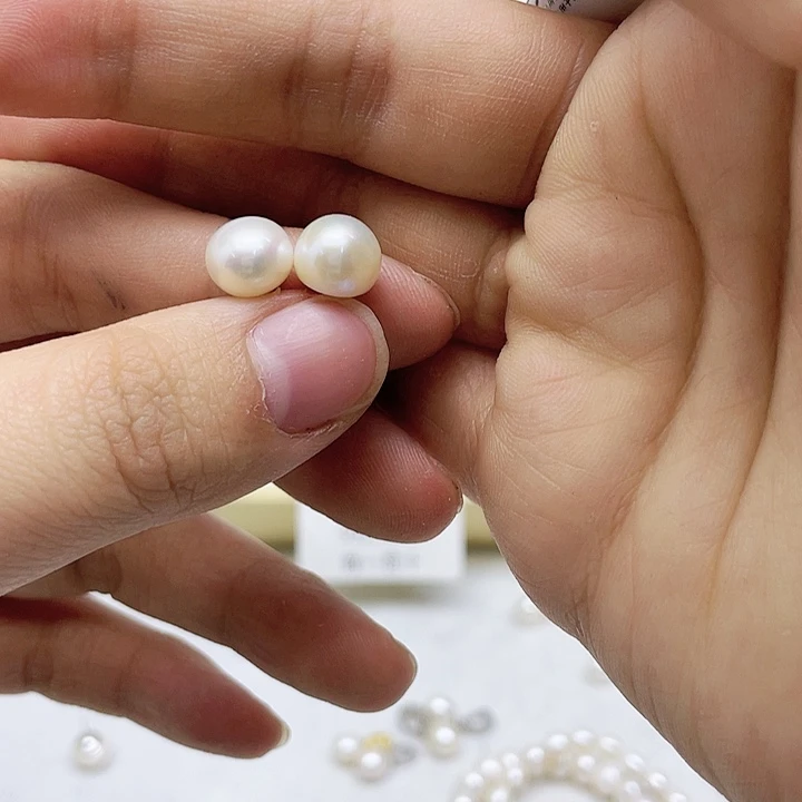 淡水珍珠耳饰银S925镶嵌ღ***࿐