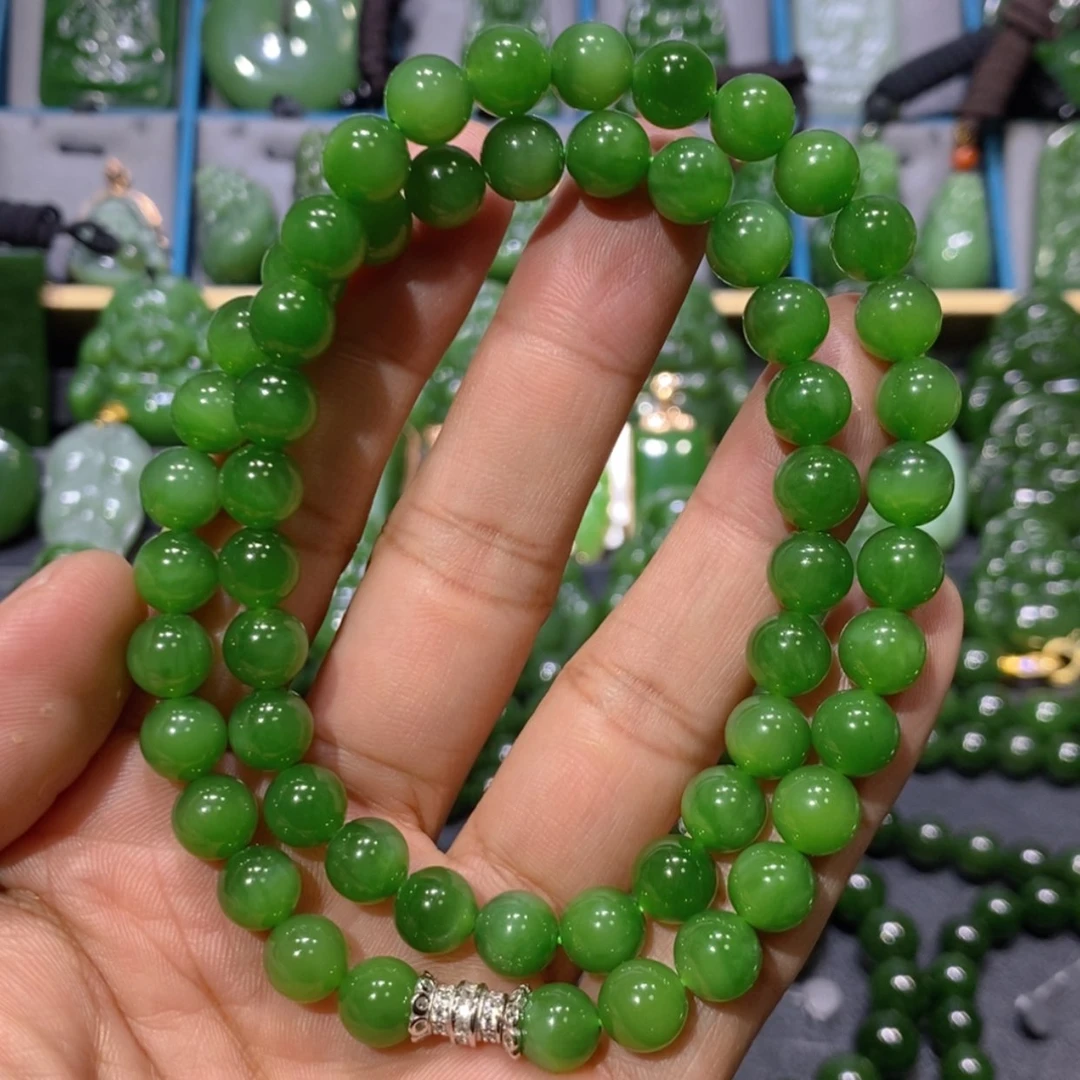 【闪购商品】和田玉吊坠(不含链)未镶嵌辣阳绿微猫眼妈妈链 8