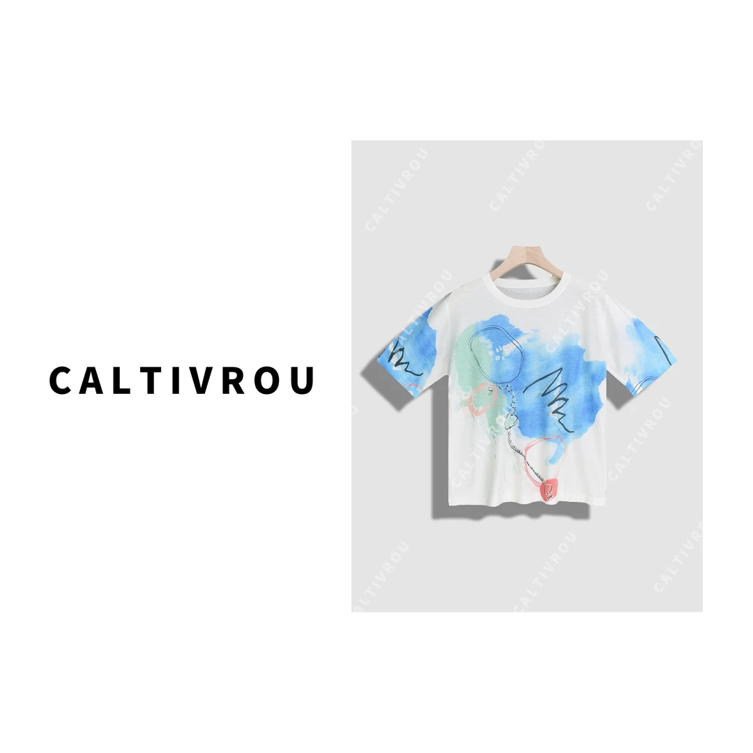 Caltivrou时尚圆领度假风显瘦百搭T恤-Y16567