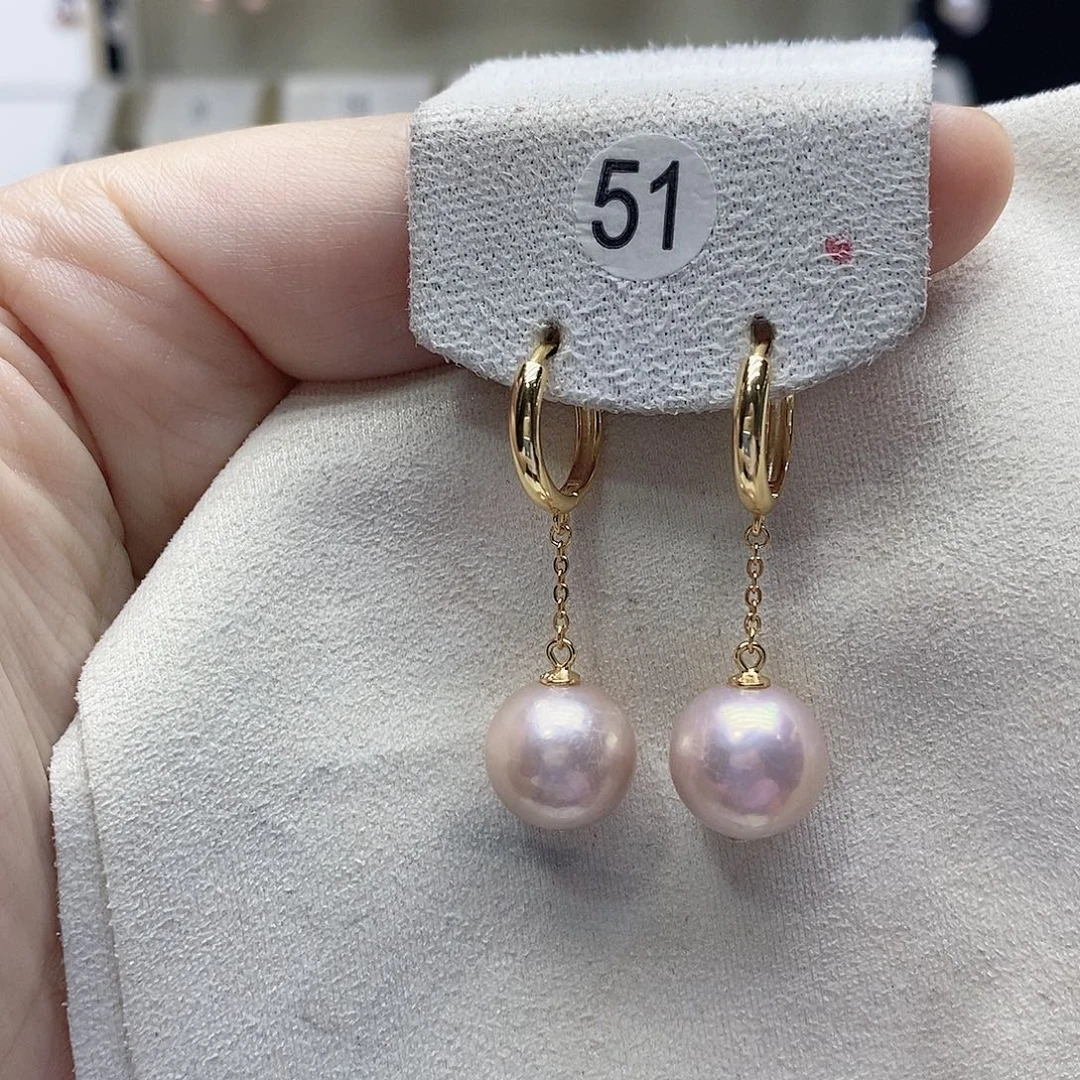 耳饰银S925镶嵌淡水珍珠