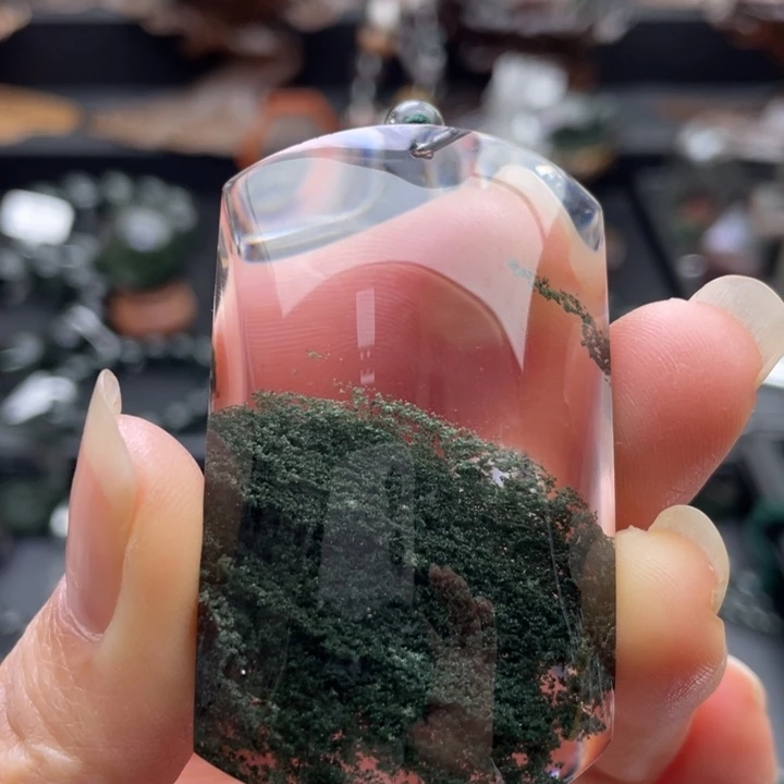 紫晶颈饰未镶嵌绿幽灵聚宝盆吊坠