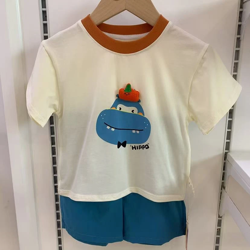 8825022卡通短袖圆领套装（蓝色怪兽）