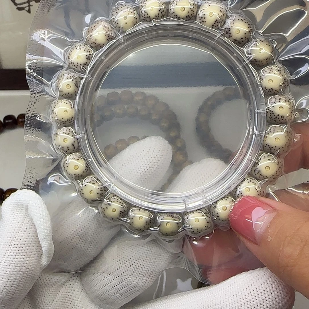 星月菩提手串卡10瓷白月朗星稀