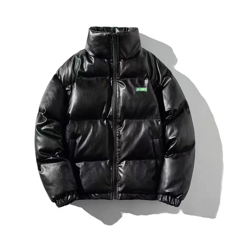 M5115 N 冬季PU皮加棉外套男时尚立领保暖加厚棉衣