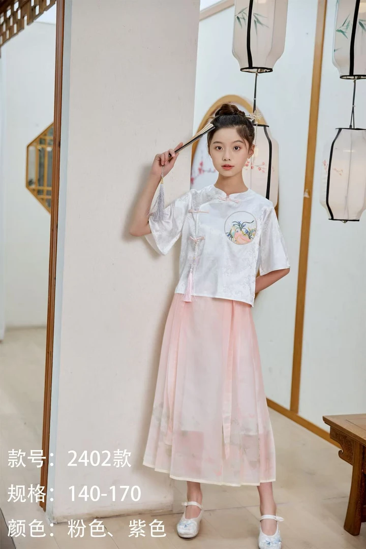 夏季新款女大童古风马面裙汉服套装艾莉02