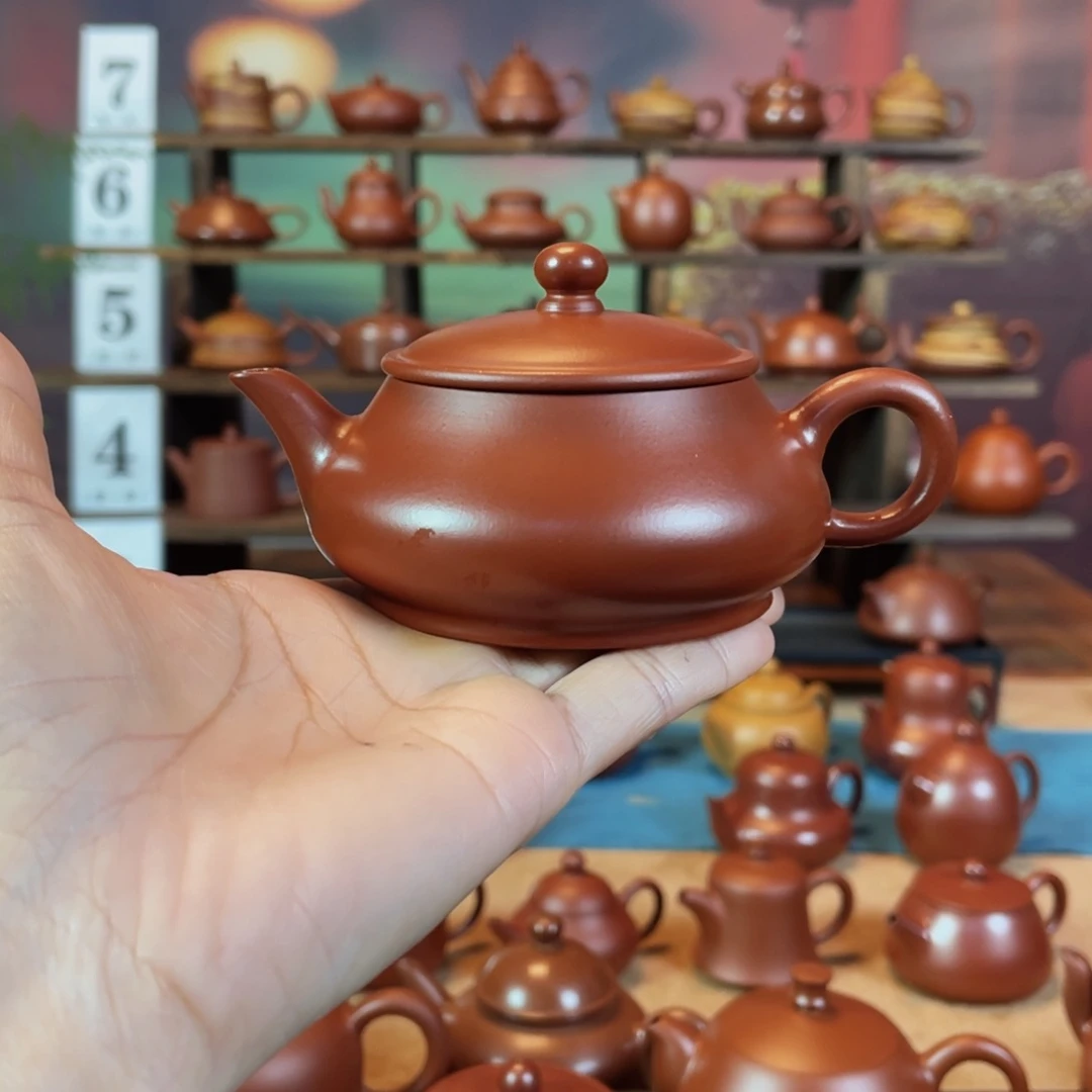 茶壶紫砂c***y潮州手工手拉朱泥明炉壶