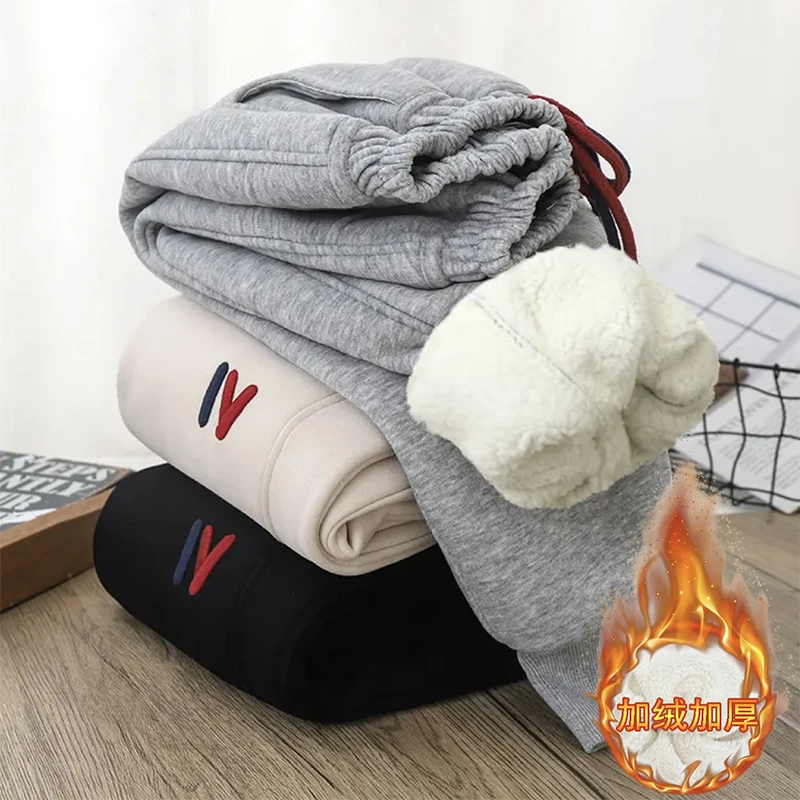 【加绒加厚】男童加绒裤子新款秋冬刺绣卫裤中大童长裤