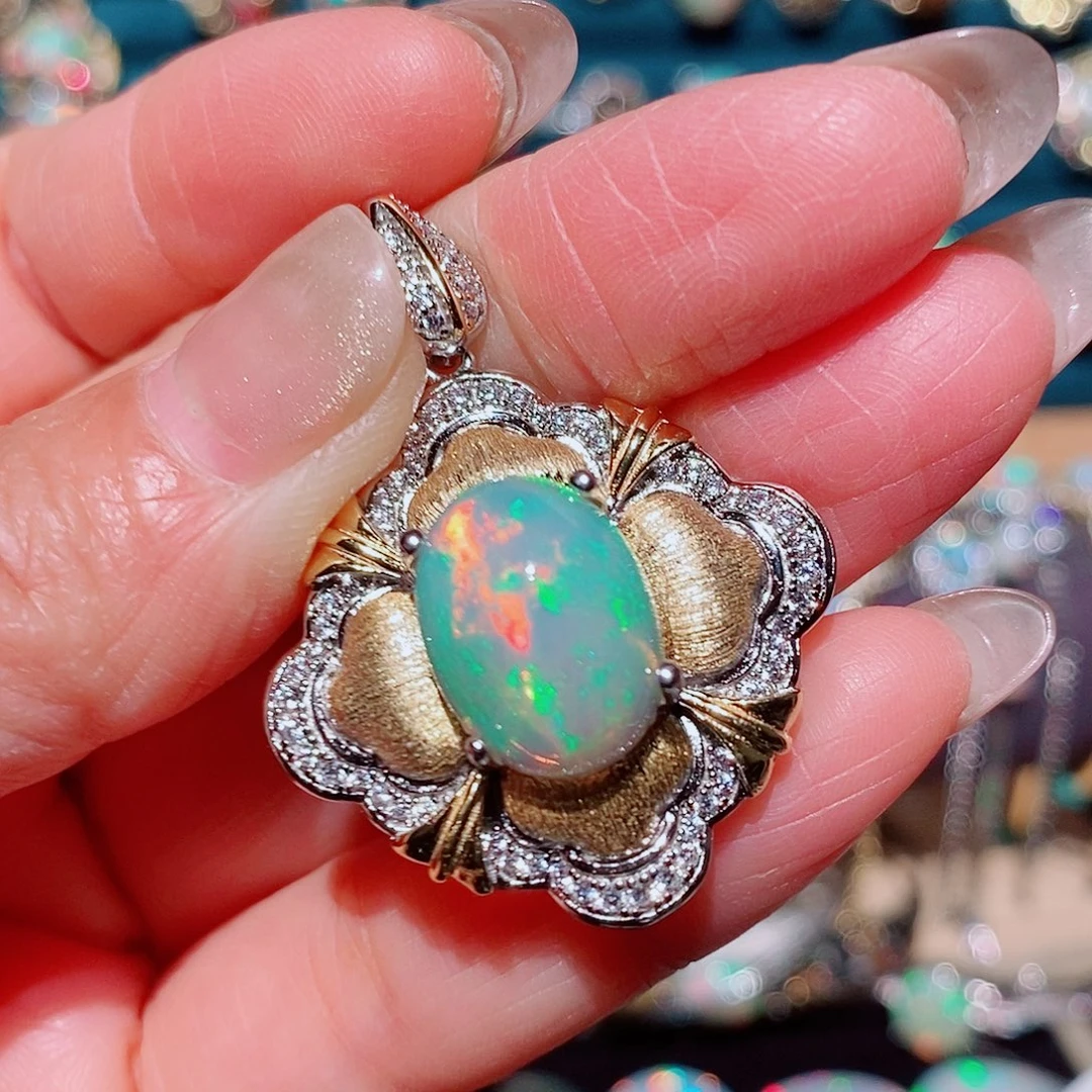 欧泊银S925镶嵌吊坠