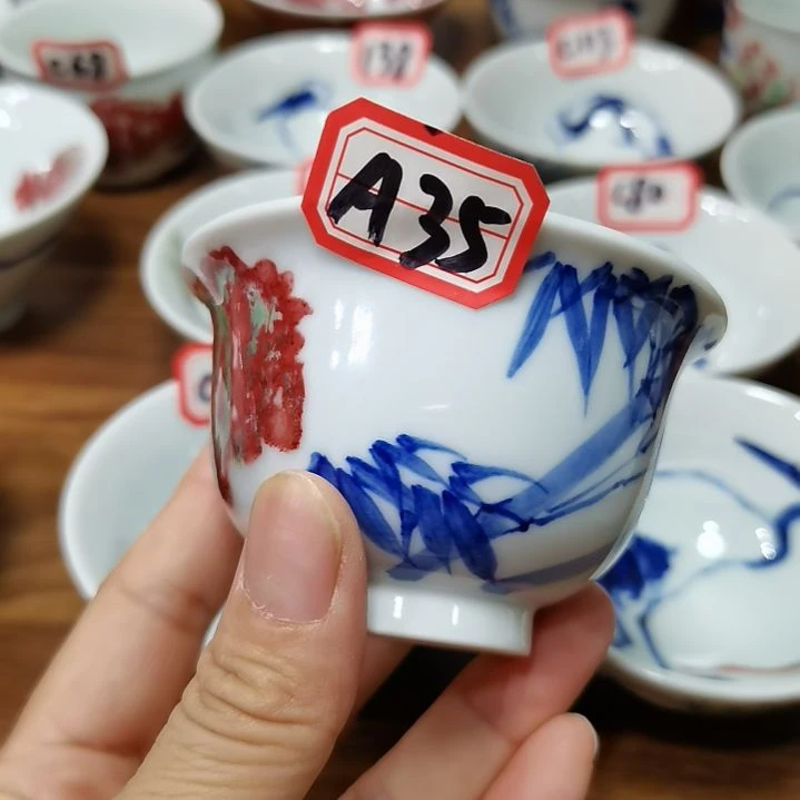 杯张学鸿老师青花釉里红微瑕