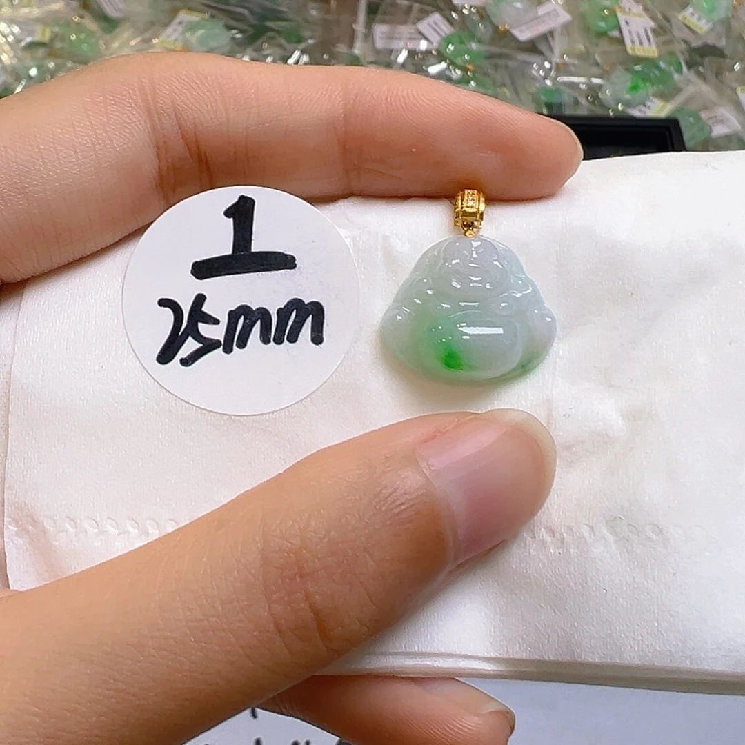 翡翠18K金镶嵌吊坠(不含链)翡翠