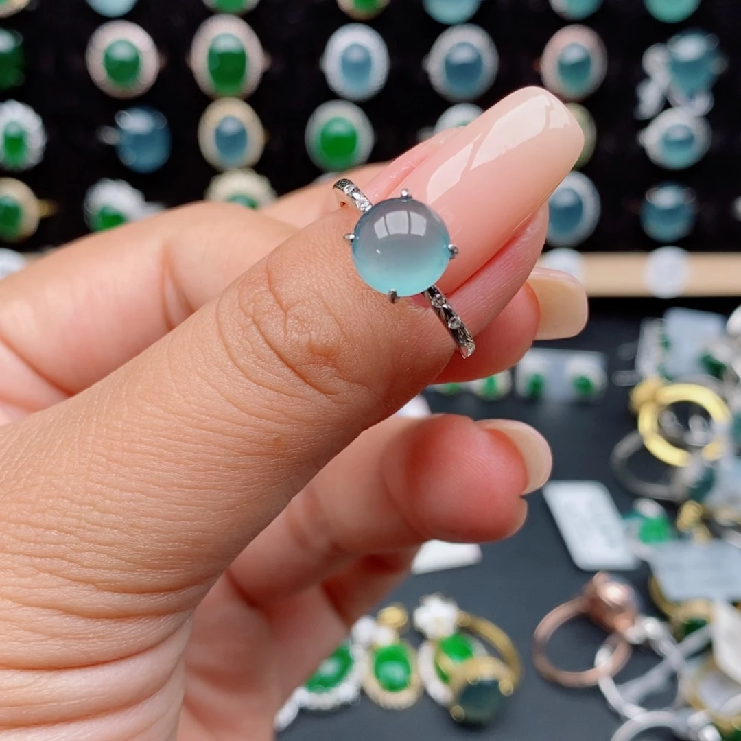 银S925镶嵌戒指翡翠13