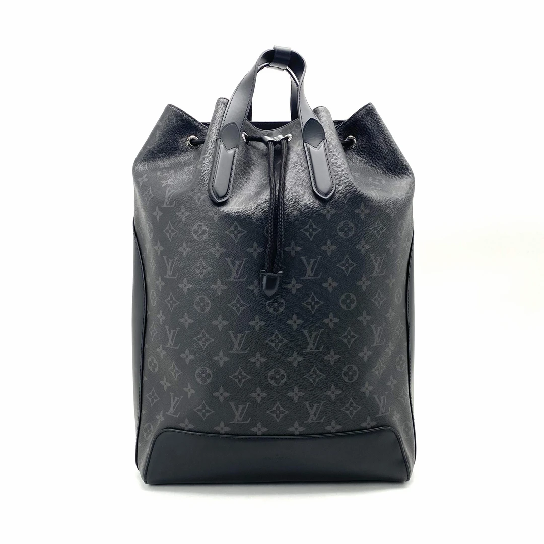 99新 LouisVuitton/路易威登 男士 黑老花拼皮双肩包 尺寸30/45