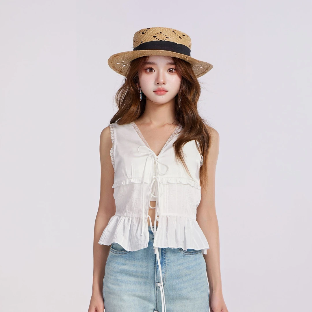 重生小个子春夏马甲复古镂空气质百搭欧若风洋气衣服女