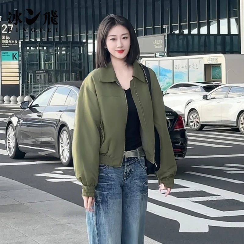 冰飞90白鸭绒羽绒服女短款2025年秋冬肯豆风棒球服羽绒服外套